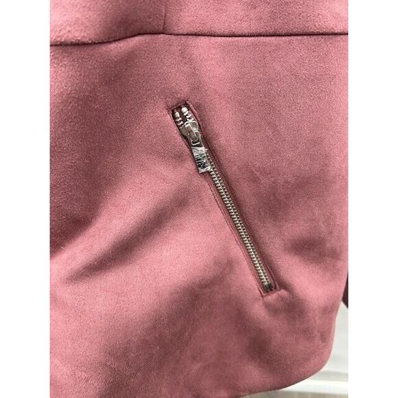 Torrid Womens Faux Suede Peplum Jacket Spread Collar Moto Mauve Pink Plus Size 4 - Picture 6 of 12